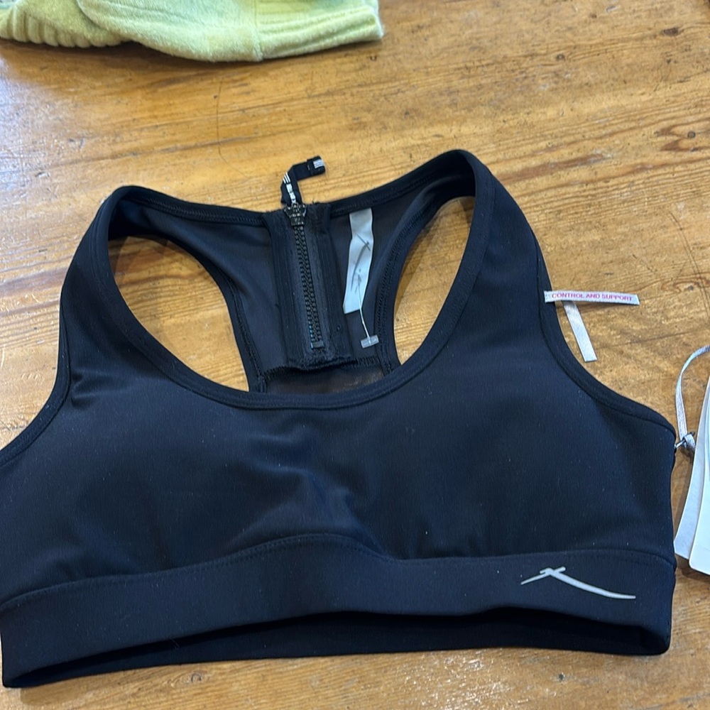 X‎ By Gottex Power Mesh Overlay Back Black Sports Bra Womens